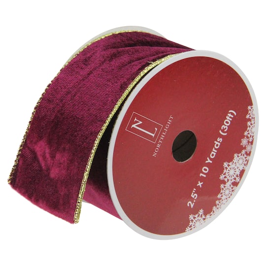 2.5" x 10yd. Red & Gold Wired Christmas Craft Ribbon Spools, 12ct.